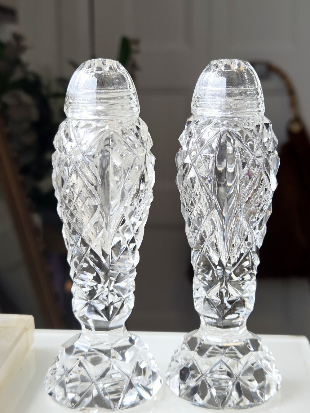 Vintage Crystal Salt And Pepper Shakers